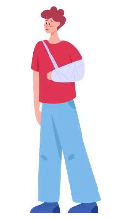 Man having bandage on arm  Illustration