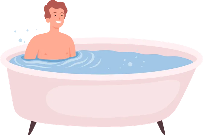Man having bath  Illustration