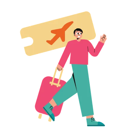 Man having Boarding Pass  Illustration