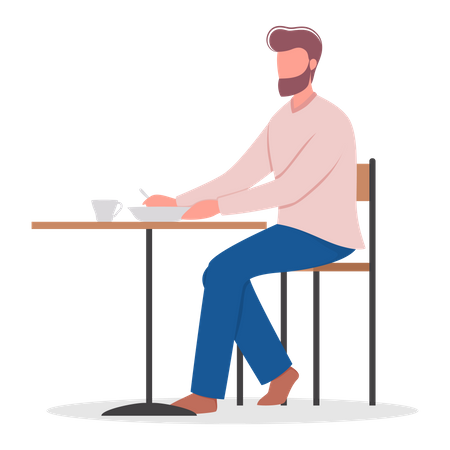 Man having breakfast  Illustration