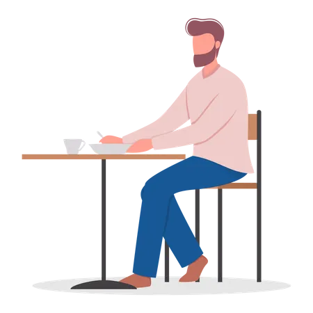 Man having breakfast  Illustration