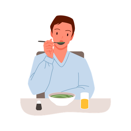 Man Having Breakfast  Illustration