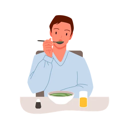 Man Having Breakfast  Illustration