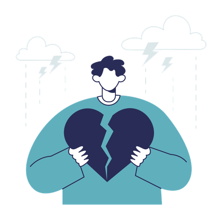 Man having Broken Heart  Illustration