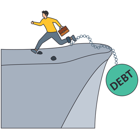 Man having Business Debt  Illustration
