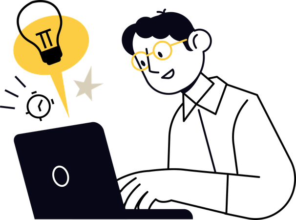 Man Having Business Idea  Illustration