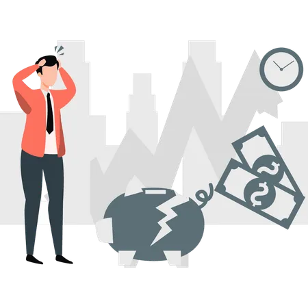 Man having business loss  Illustration