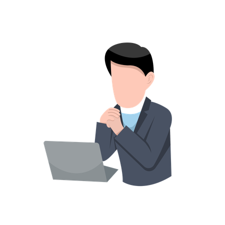 Man having business meeting on laptop  Illustration