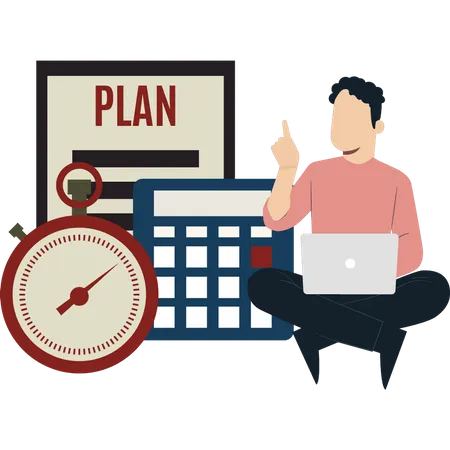 Man having business plan  Illustration