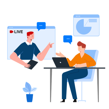 Man having business Webinar  Illustration