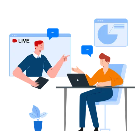 Man having business Webinar  Illustration