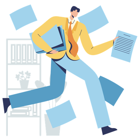 Man having Busy Hour in office  Illustration