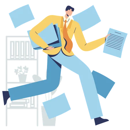 Man having Busy Hour in office  Illustration