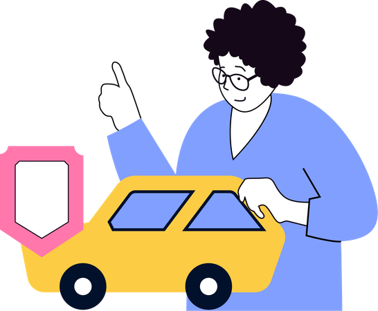 Man having car insurance  Illustration