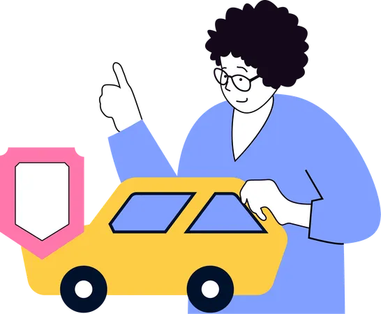 Man having car insurance  Illustration