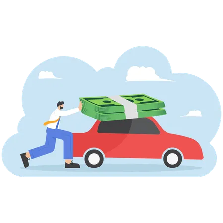 Car Leasing Or Car Debt Rental Or Auto Maintenance Cost Debt Illustration