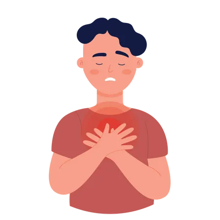 Man having chest pain  Illustration