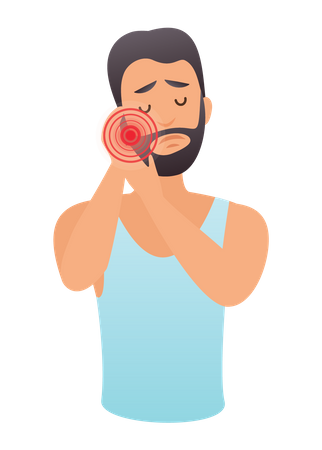 Man having chin pain  Illustration