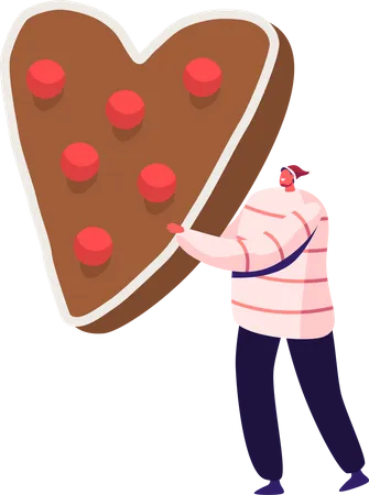 Man having Christmas gingerbread cookie  イラスト