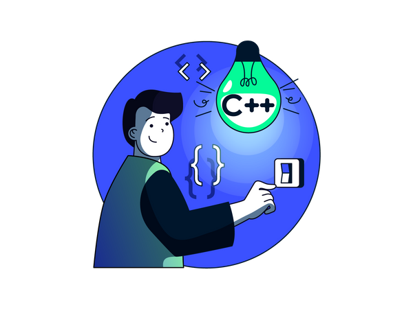 Man having coding idea  Illustration