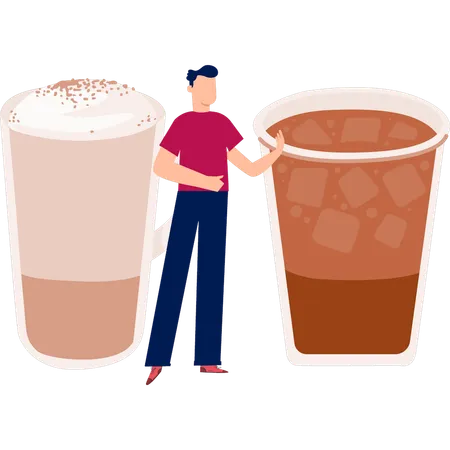 コーヒーカップを持つ男性  イラスト