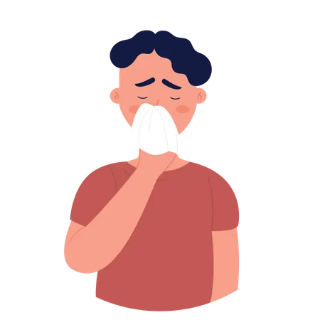 Man having cold  Illustration