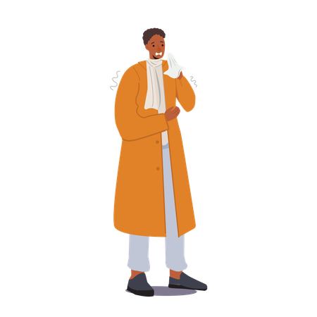 Man having cold in winter  Illustration