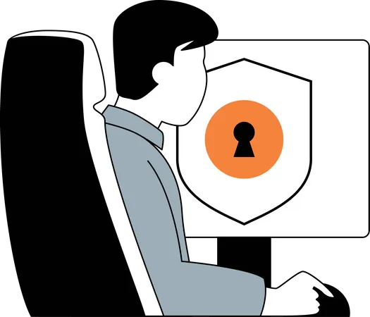 Man having computer security  Illustration