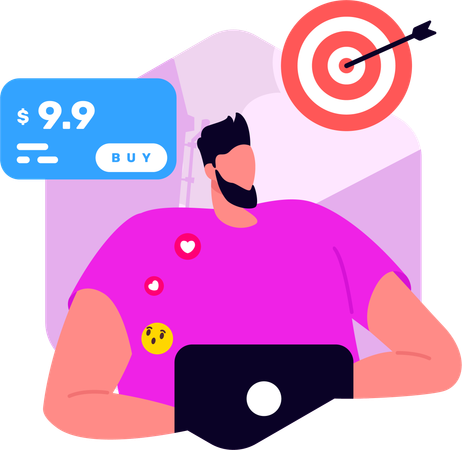 Man Having Digital Shop With Doing Marketing Target  Illustration
