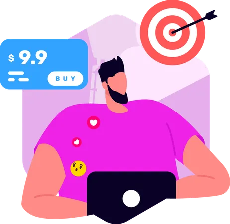 Man Having Digital Shop With Doing Marketing Target  Illustration