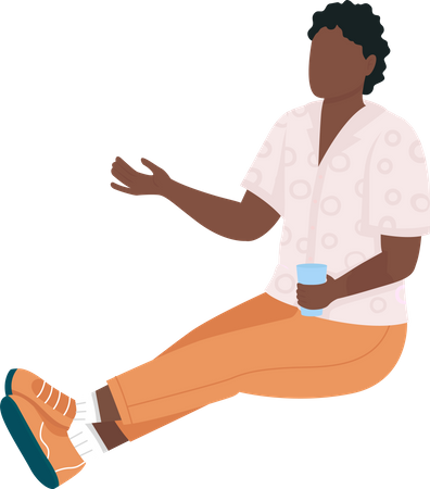 Man having drink with friends  Illustration
