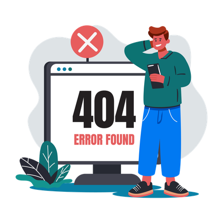 Man Having Error Found  Illustration