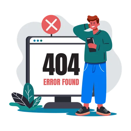 Man Having Error Found  Illustration