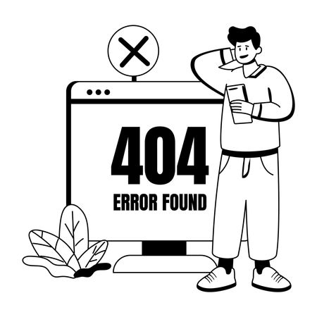 Man Having Error Found  Illustration