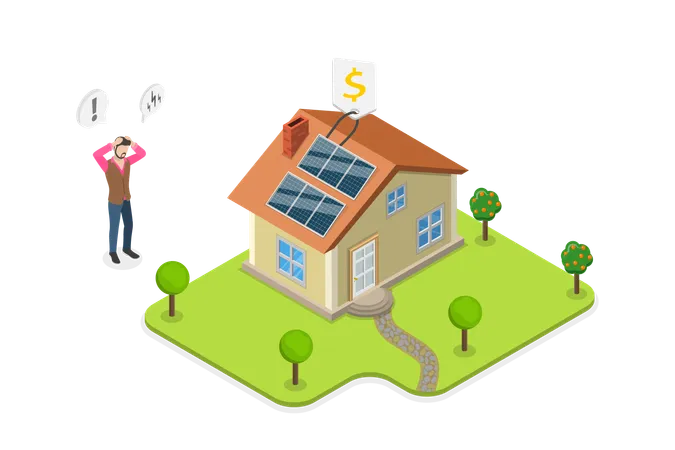 Man having  Expensive Alternative Energy  Illustration