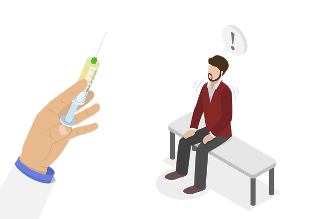 Man having Fear Of Needles  Illustration