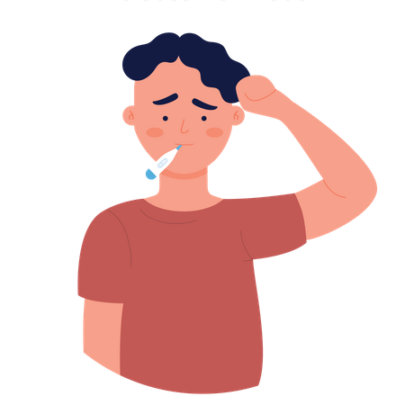 Man having fever  Illustration
