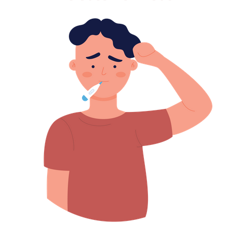 Man having fever  Illustration