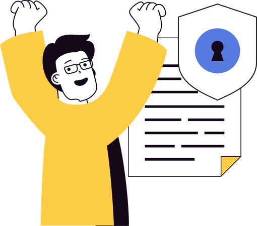 Man having file security  Illustration