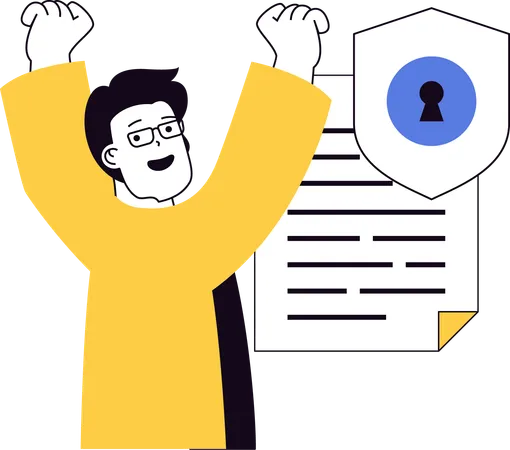 Man having file security  Illustration