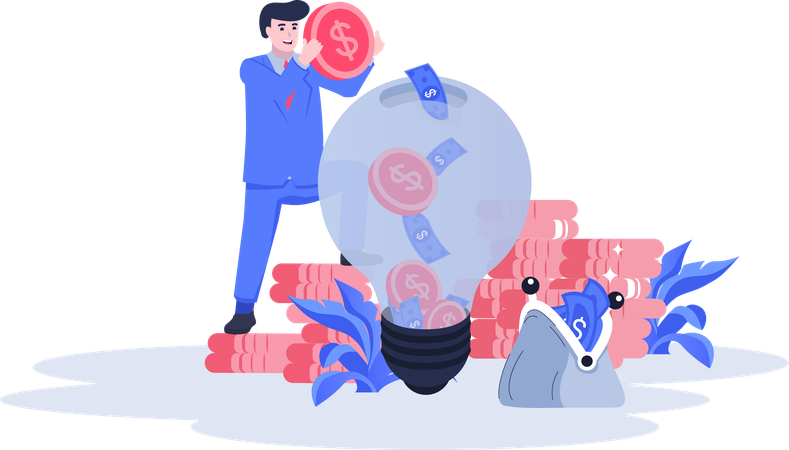 Man having financial idea  Illustration