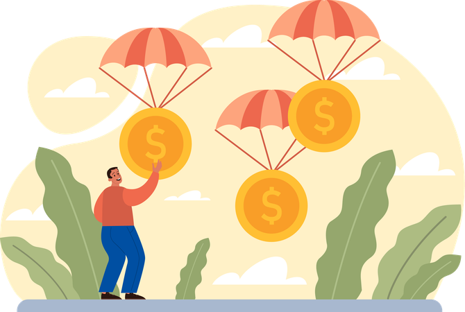 Man having financial insurance  Illustration