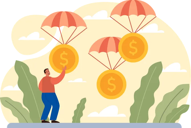 Man having financial insurance  Illustration