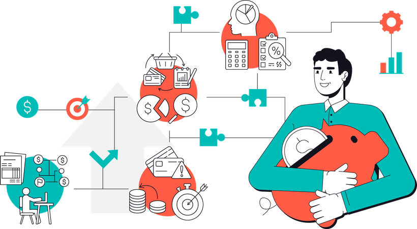 Man having Financial literacy  Illustration