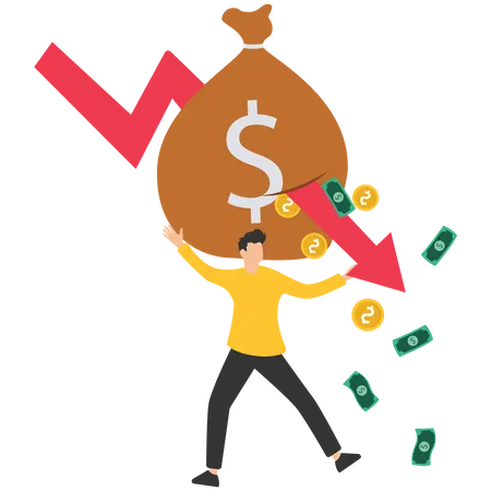 Man having financial loss  Illustration