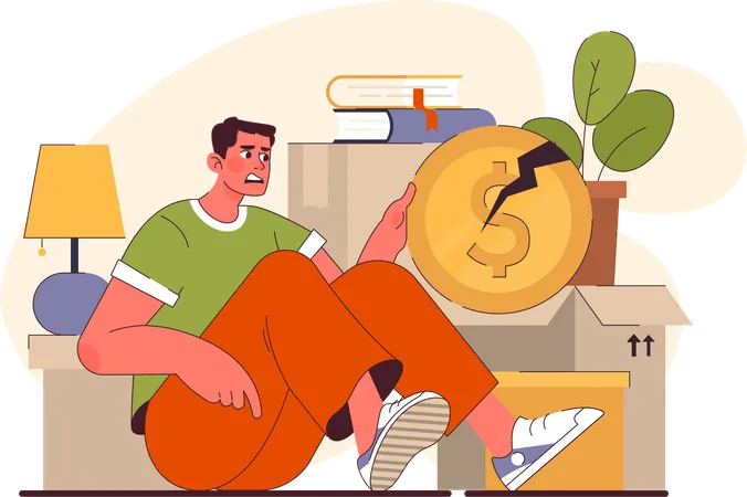 Man having financial problem  Illustration