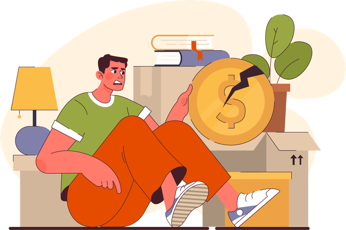 Man having financial problem  Illustration