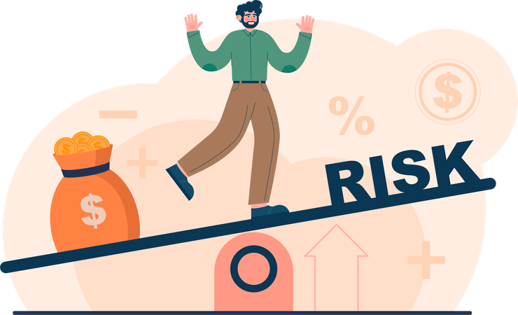 Man having financial risk  Illustration