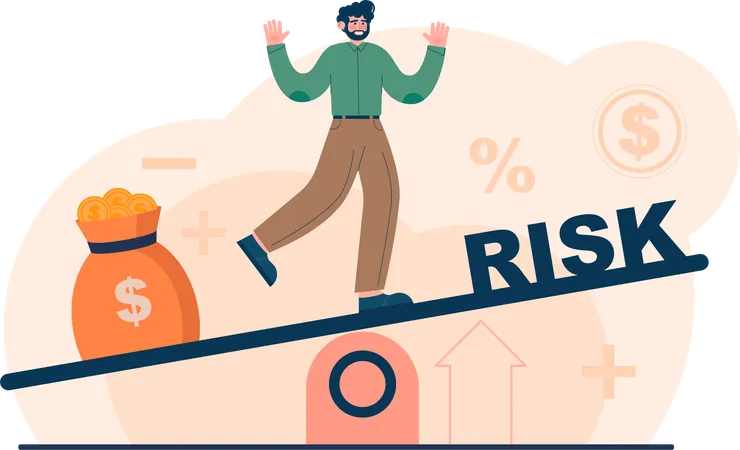 Man having financial risk  Illustration