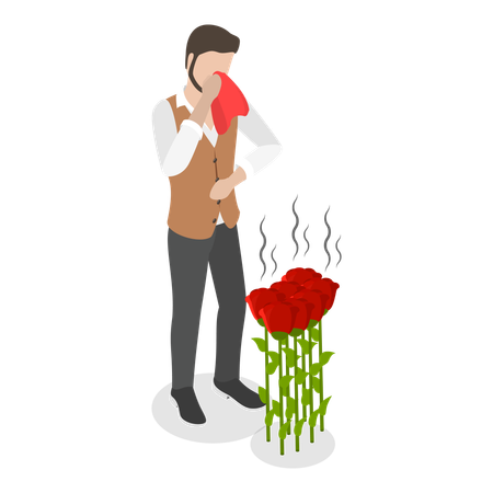 Man having flower allergy  Illustration